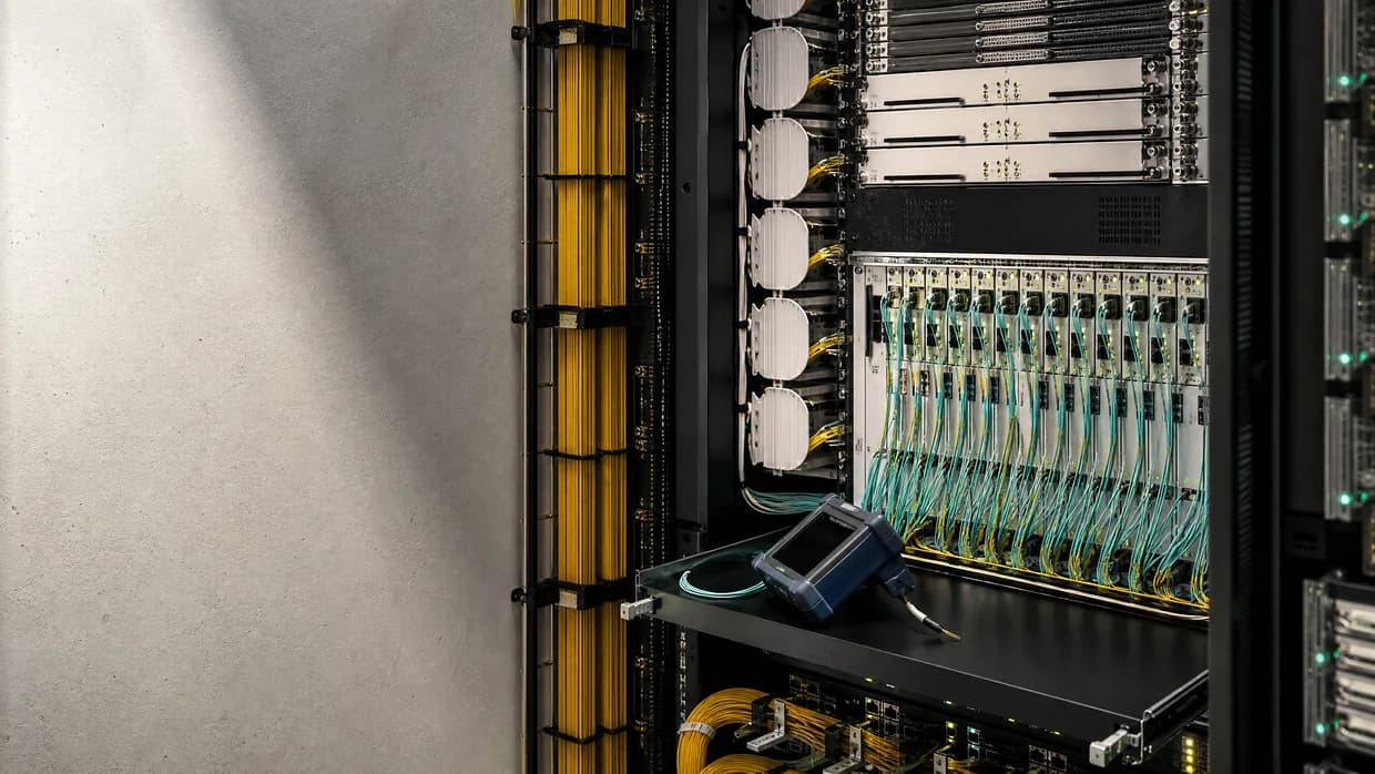 Organized optical transport equipment and fiber connections in a network point of presence