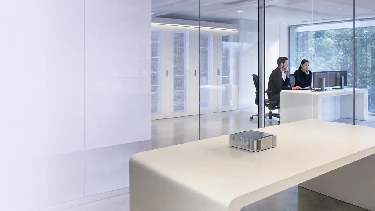 Infrastructure professionals work in a clean integrated technology space with low-profile equipment bays
