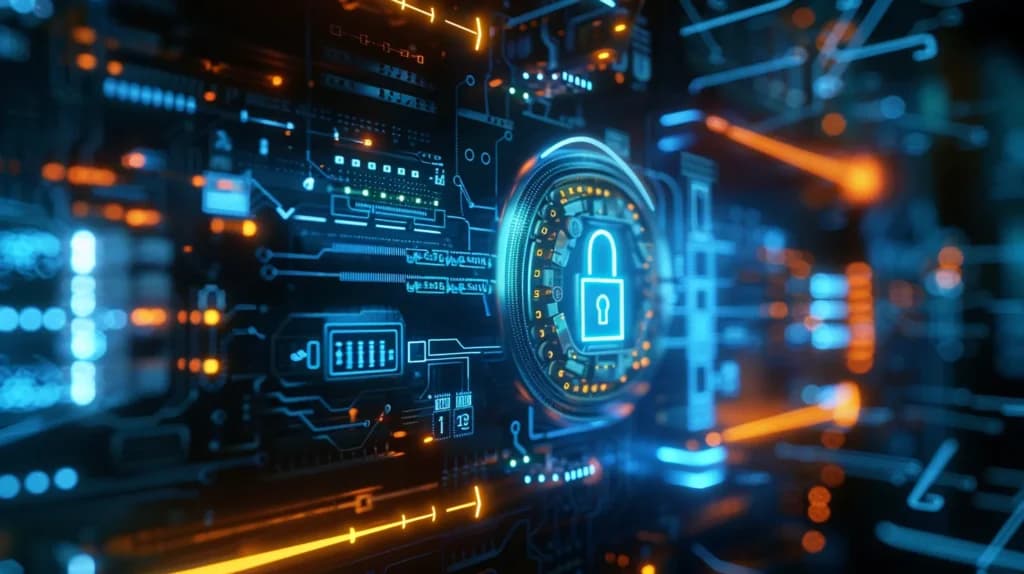 A padlock sealed over a circuit board streaming data - the redaction boundary the article argues for