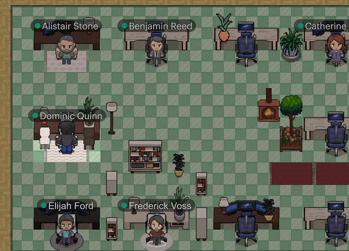 WiLine 2gether workspace with avatars and real-time presence